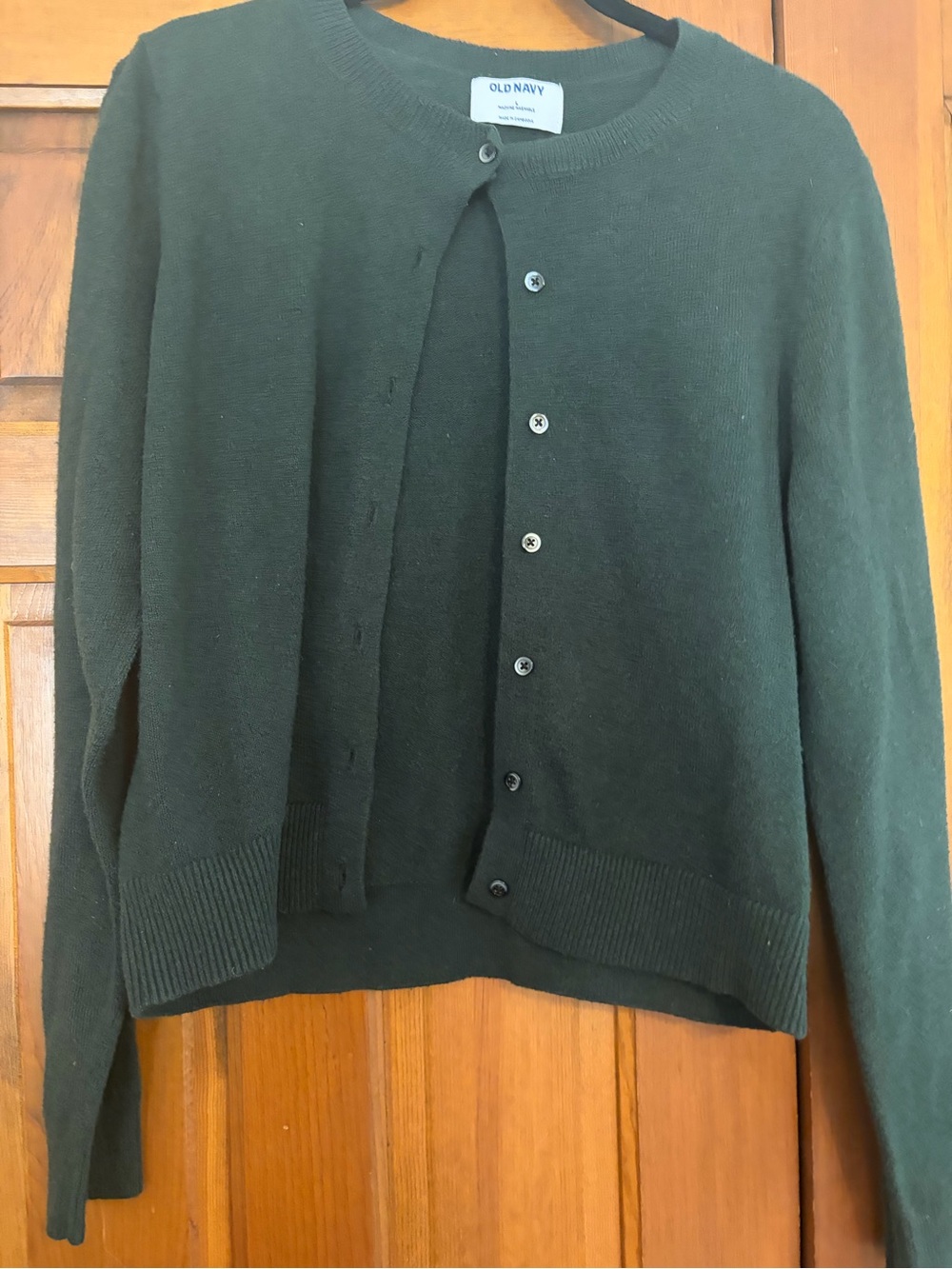 Old Navy Women's Dark Green Crewneck Button Cardigan